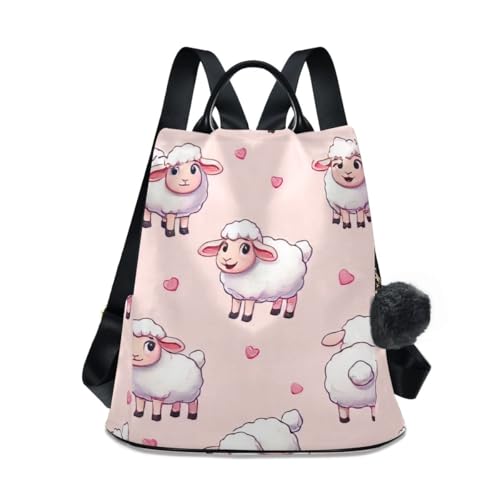 Sac à dos antivol mouton rose pour femme contre le vol de portefeuille