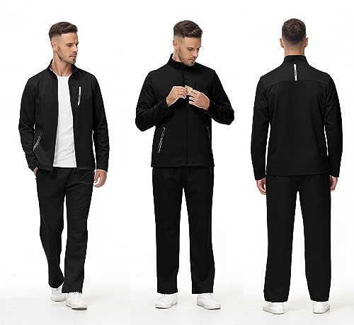 Image of MoFiz Mens Tracksuit Jogging Sports Sweatsuit Comfortable Outfits Casual Athletic Pants Full zip Jacket 2 Piece