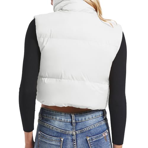 Century Star Cropped Puffer Vest Women's Outerwear Vests Puffy Sleeveless 2024 Quilted Christmas Vest Tops Jackets Coat Zip4