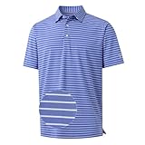 M MAELREG Striped Polo Shirts for Men Breathable Mens Collared Shirts Short Sleeve Performance Dry Fit Golf Polo