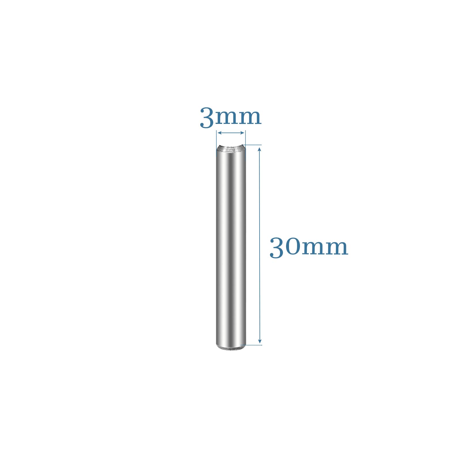 QUARKZMAN 3mm x 30mm Tassello Perni, Acciaio inossidabile x 25pz Cilindrica Perno，Spina Centraggio Perno di Supporto in Metallo per Fissaggio meccanico Industria, [Argentato]