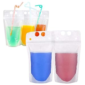 50 transparente Getränkebeutel, wiederverwendbare Smoothie-, Saft- und Getränkebeutel mit transparenten Aufbewahrungsbeuteln