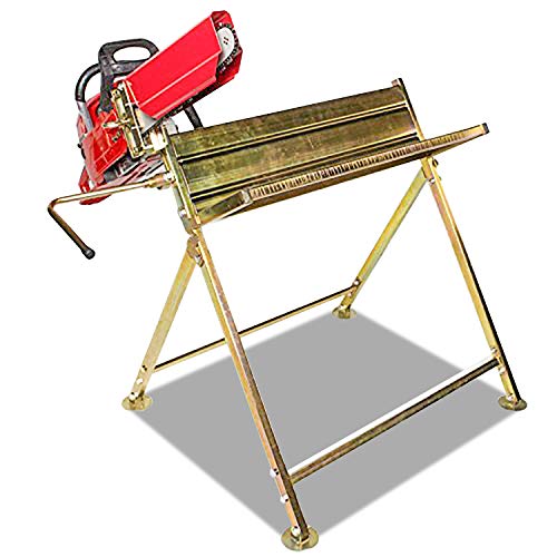 Eulenke - Caballete de Corte de Madera con Soporte para Motosierra - Plegable, Protección de Cadena, Barra de Medición - Hasta 120 kg - Dimensiones 81 x 72 x 78,5 cm