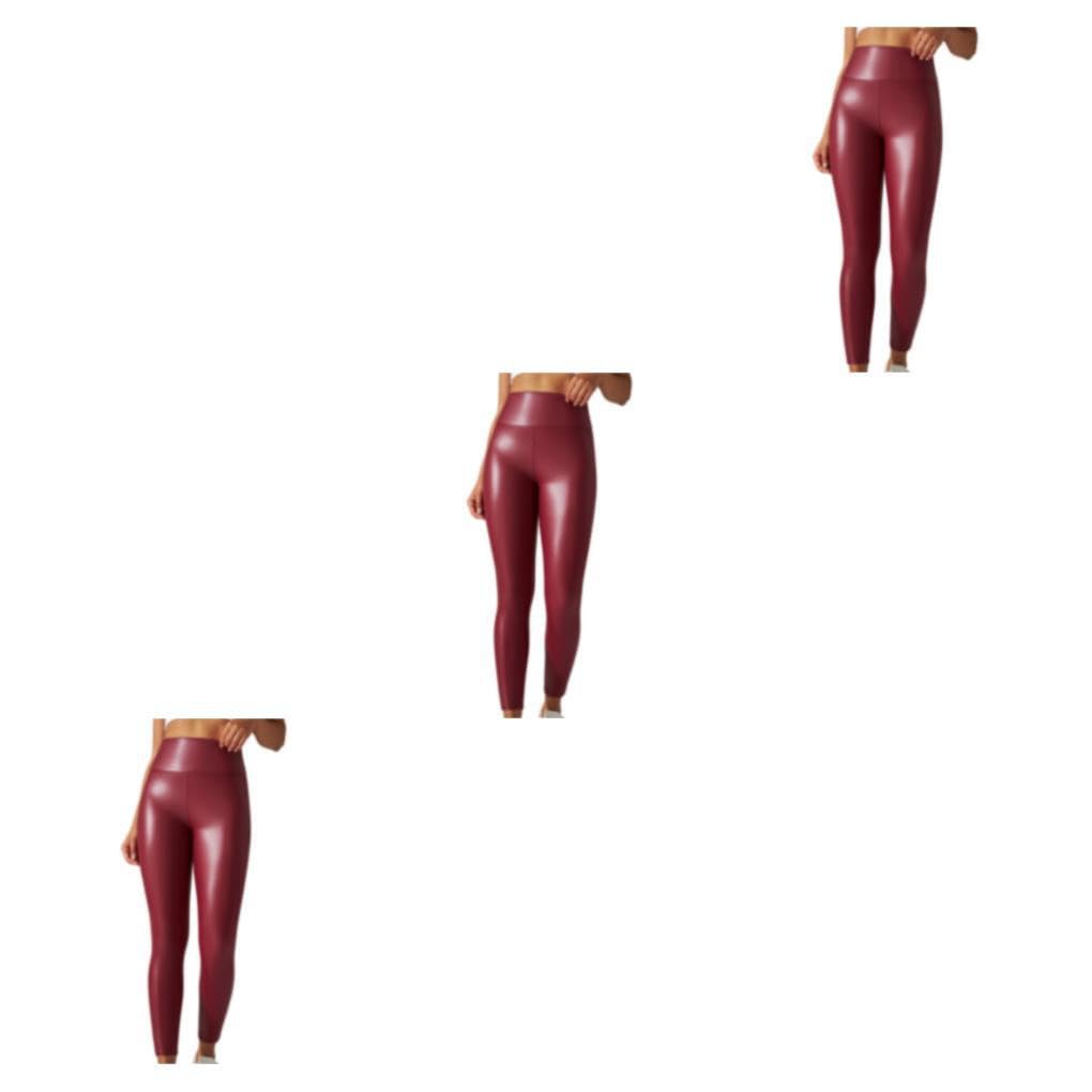 Damen Leder Leggings Yoga Bleistift Hose Skinny Push Up Hose einfarbig Freizeit Mode Strumpfhose große Größe