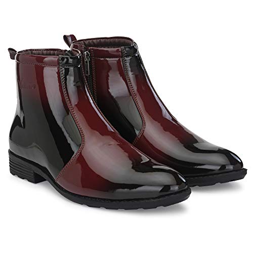 Image of Vellinto Royal Look Shoes for Men ll Casual Shoes for Men ll Patent Leather Zip /Chain Boots for Men