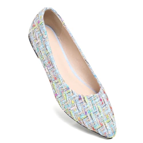 Image of Dear Time Women's Flats Pointed Toe Comfortable Dressy Multicolored Slip On Loafer Flats for Work