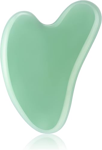 FOMIYES Herramienta facial Gua Sha, tabla de masaje para raspado de acupuntura, tabla de masaje de piedra de jade natural para cuerpo, cuello, cara