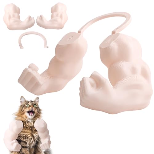 Audasi Funny Cat With Muscular Arms, Creative Cat Muscle Arms 3D Printed Cats Arm with Muscle Giant Hand Decoration Props Funny Pet Costume for Kitten Birthday Party Supplies