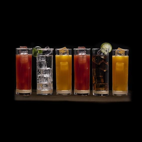 Image of PrimeWorld Jamosta Juice Glass Set of 6 Pcs 350 ml Water, Whiskey, Mocktail, Faluda, Ice Cream, Milkshake Cold Drink Lassi Glasses for Parties Bar Daily Use