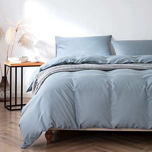 Good Nite Single Duvet Cover Set Bedding Quilt Cover Sets Single With Pillowcases Soft Microfiber Bed Cover Set Machine Washable (Blue Gray - Image 3
