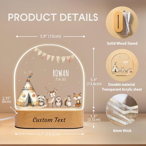Lámpara de noche personalizada para bebés con animales de safari miniatura 5