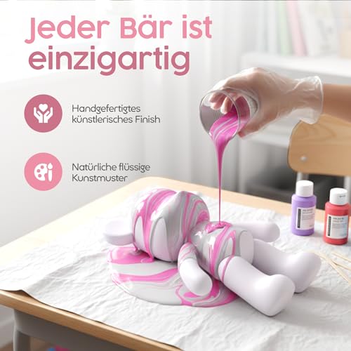 Worldwide DIY Bär zum Bemalen – Kreatives Mal-Set für Erwachsene & Kinder | Bärenfigur inkl. 3 Farben, Pinsel & Zubehör | Geschenk & Heimdeko (Himmlisches Blau)