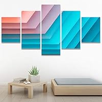 SIGNWIN 5 Panel Canvas Wall Art Modern Art Abstract Closeup Cool Line Minimalism Minimalist Multicolor for Home Decorations Ready to Hang - 60