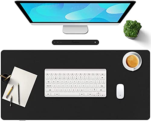 Image of Aropana Vegan Leather Desk Mat, Mouse Pad Large, Computer Table Mat, Reversible Extended Laptop Pad for Desk, Dual Side Waterproof Edge-Stitched (23.6 inchx13.8 inchinch, Black /Black)