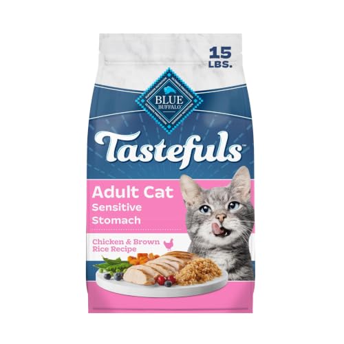 Blue Buffalo Tastefuls Chicken Adult Sensitive Stomach Dry Cat Food, 15 lb