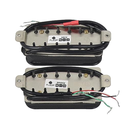 FLEOR Alnico 5 Electric Guitar Neck & Bridge Pickup Set Double Coil Humbucker Pickups-Black, Neck+ (8~9K)Bridge Pickup - Image 2