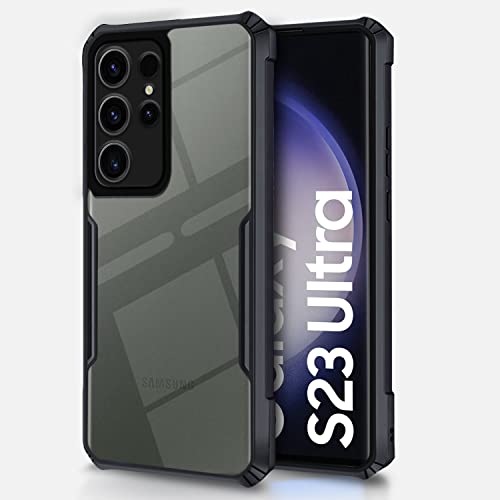 Image of Pikkme Back Cover for Samsung Galaxy S23 Ultra 5G | Ultra Hybrid Shockproof Case | Full Camera Protection | Raised Edges | Clear Transparent Bumper Case (Black)