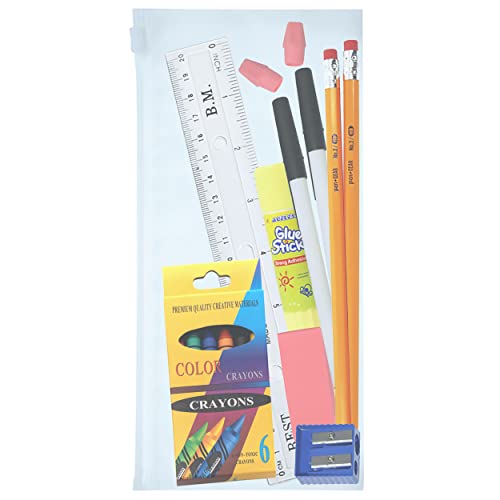 17 Inch Bulk Backpacks in Black Color with 18 Piece Student Supplies Kits - Pens, Pencils, Crayons, and More, Wholesale Case of 6 Value Bundle Packs4