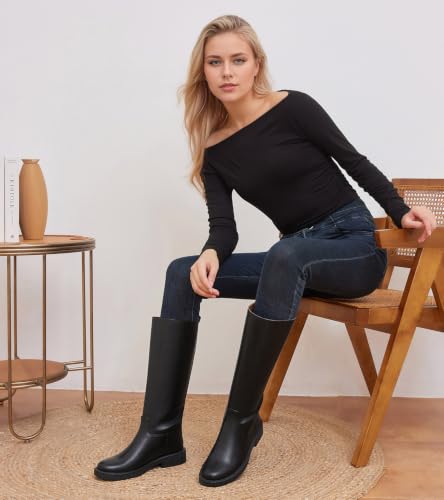Image of JOY IN LOVE Knee High Boots for Women Chunky Heel Tall Boots