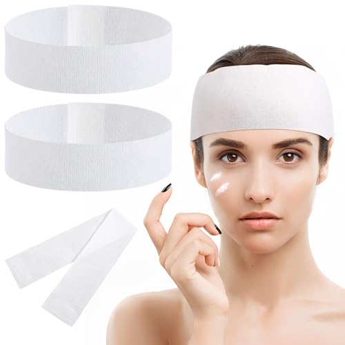 Healeved Disposable Headbands for Facials Spa Headband 30 Pcs Non-Woven Skincare Headband with Adjustable Closure Stretch Hair Band for Makeup and Face Wash