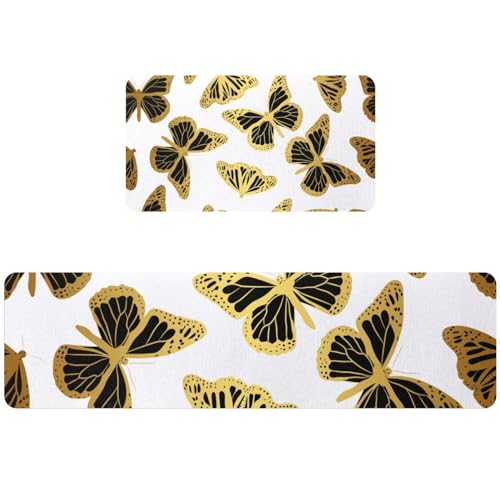 Tapete de cocina de alta calidad con diseño de mariposas y base reforzada 2