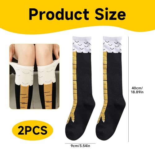 Chicken Leg Socks,Hühner Socken Huhn Kostüm Erwachsene Hühnerbein Kniehohe Hahn FeetStrümpfe Hühnchen Wadensocken Lustige Fun Hühnerbeine Faschingskostüm für Damen Herren Kinder Karneval Hühnersocken