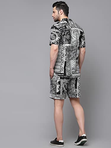 Image of Rigo Printed Co-Ord Set for Men's | Casual Shirt & Shorts Night Suit Set | Lounge-wear Nightdress Pajama Set for Men's | Night Wear, Beach Wear, Vacation Wear Outfit