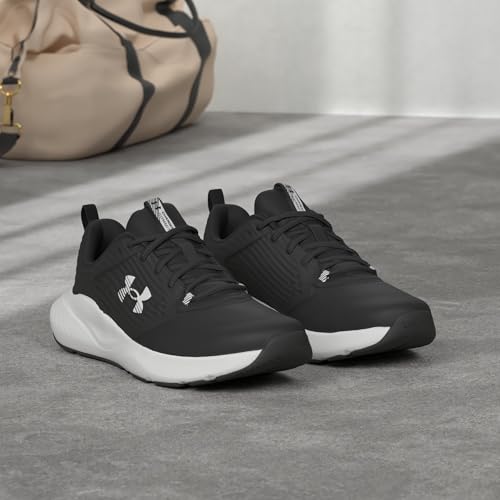 Under Armour UA Charged Commit TR 4 Baskets légères, chaussures de sport respirantes pour hommes, noir/gris anthracite/blanc