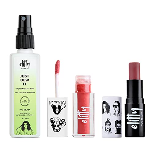 Image of Elitty No Filter Needed Combo (Spray -Pina Colada, Lip Gloss - Pretty Chill, Tint -Levitating) Infused with Witch Hazel & Vit C, Vegan & Cruelty Free, Makeup for Teenagers