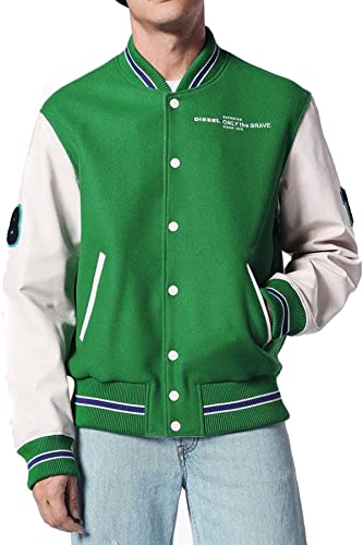 Diesel Herren L-Harry Jacket College Lederjacke Jacke Grün (M)