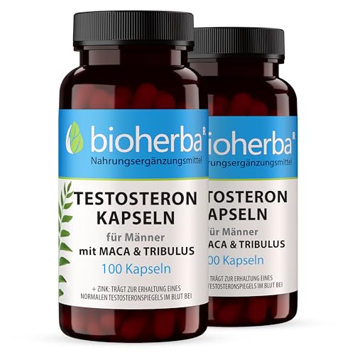 Maca-Tribulus Komplex – 200 Kapseln von BIOHERBA | Mit Zink zur Unterstützung von Testosteron & Fruchtbarkeit – plus Citrullin & Ginsengextrakt