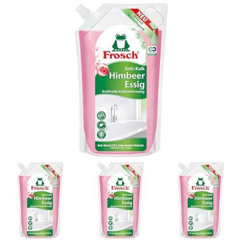 Frosch Limpiador de vinagre de frambuesa antical, extra fuerte contra la suciedad y la cal, para cocina y baño, en bolsa de relleno, 1 unidad (1 x 950 ml) (Paquete de 4)