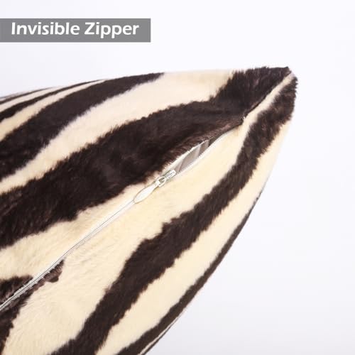 Carrie Home XZEBRA1818-2A Zebra Decor Animal Print Zebra Pillow Covers Soft Velvet Throw Pillows 18X18 Set Of 2 Modern Farmhouse Home Decor thumb #6