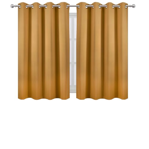 Image of LEMOMO Mustard Yellow Thermal Blackout Curtains /52 x 45 Inch /Set of 2 Panels Room Darkening Curtains