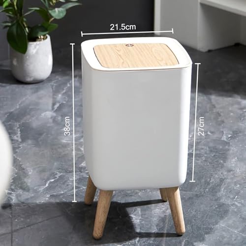 Image of House of Quirk Bathroom Trash Cans with Lids, 8 Litre Modern Office Trash Can for Near Desk, Kitchen Garbage Can Small Garbage Bin, Nordic Waste Bin (White)