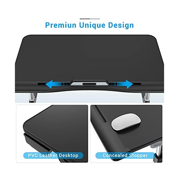 Laptoptisch fürs Bett Couch, COKWEL Betttisch Laptop Tisch Höhenverstellbar mit Schublade, PVC-Leder Notebooktisch… – Bild 9