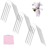 PH PandaHall 12pcs Circular Knitting Needles Set, 4 Sizes Stainless Steel Circular Knitting Needles 9 Inch Length Short Needles for Handmade Socks Hats, Crocheting Animals
