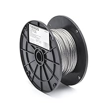 Stainless Steel 316 Wire Rope on Reel, 7x7 Strand Core, 1/8" Bare OD, 250 Length, 340 lbs Breaking Strength