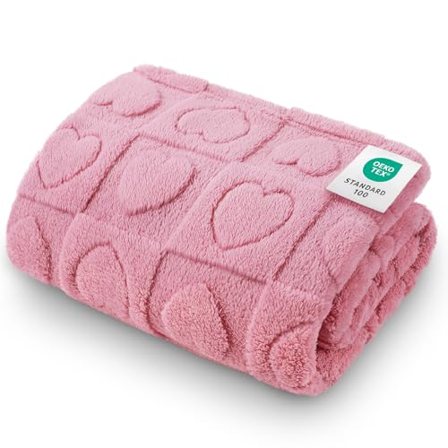 Luciphia Small Dog Blanket Washable Pet Bed Cover Soft Fluffy Puppy Blanket with Premium Fleece 300GSM Cozy Calming Cat Blankets for Indoor Cats Pink 30x20 inch
