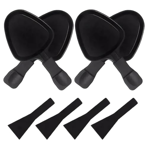 NASSMOSSE 4Pcs Metal Raclette Cheese Pans with Nylon Spatula, Replacement Triangular Grill Pans for Cheese & Side Dishes