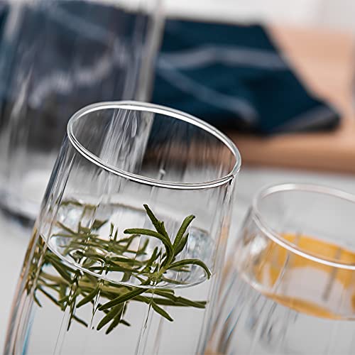 Image of Premium Juice Glasses 450 ML Drinking Glasses, Highball Lead-Free Glasses, Tumblers for Water, Juice, Beer, Cocktail and Mixed Drinks - 2 Pieces, Transparent