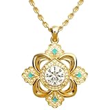 Genérico Collar de Trébol Dorado - Colgante Elegante con Pedrería - Collar de Oro para Mujer Joyería - para Mamá Novia Esposa Amiga Regalo San Valentín Cumpleaños Boda