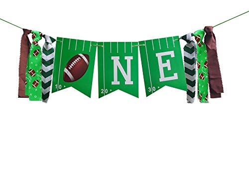 Football ONE Banner, Football First Birthday Party Bunting Banner,Baby Boy Girl 1st Birthday Football Sports Theme Party Decorations Supplies.