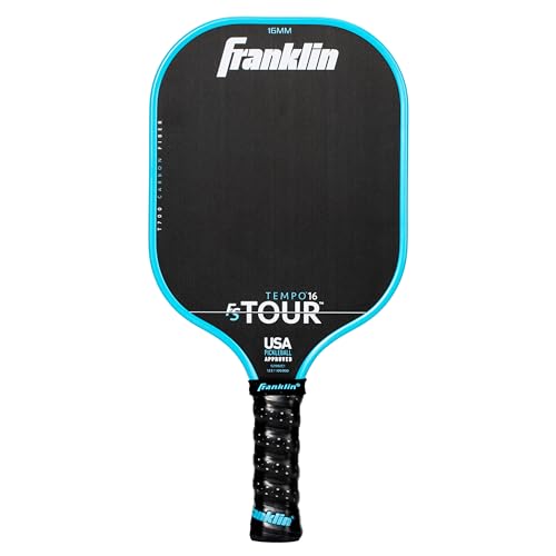 Image of Franklin Sport Pro Pickleball Paddles - FS Tour Series Carbon Fiber Paddles - Official USA Pickleball (USAPA) Approved - Tempo Pro Player - 16mm Polymer Core - Blue