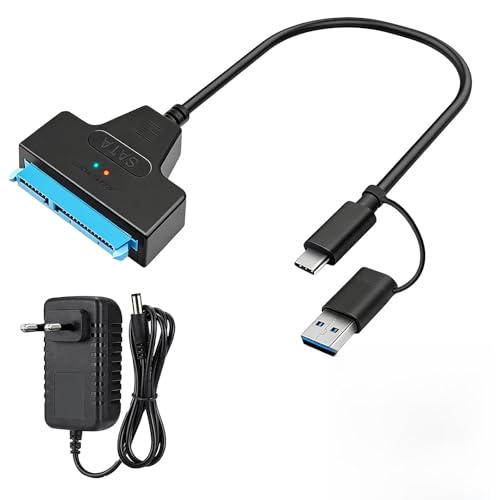 Maoggha Adaptateur USB 3.0 vers SATA III, Câble de Connexion pour Disques Durs SSD/HDD 2,5"/3,5" Internes et Externes avec Alimentation 12V, Compatible pour Windows, Mac, Linux