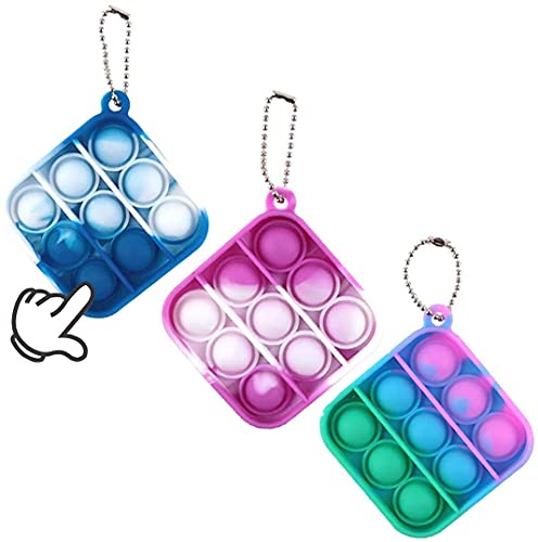 yi jia hui3Pcs Mini Push Bubble Gadgets Sensory Toys, Mini Keychain Toys, Simple dimple Gadgets Set, Help Restore Emotional Gifts for Adult Children (Rainbow Square 2)