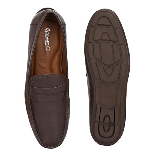 Image of Octa marc Men's Genuine Leather Loafer Shoes | Natural Rubber Sole with Soft Cushioned Insole | Classic Slip-On Design for Office, Party, Formal & Casual Wear