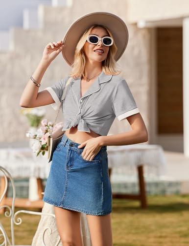 Image of Ekouaer Womens Button Down Pajamas Set Short Sleeve Sleepwear 2026 Summer Soft 2 Piece Lounge Sets