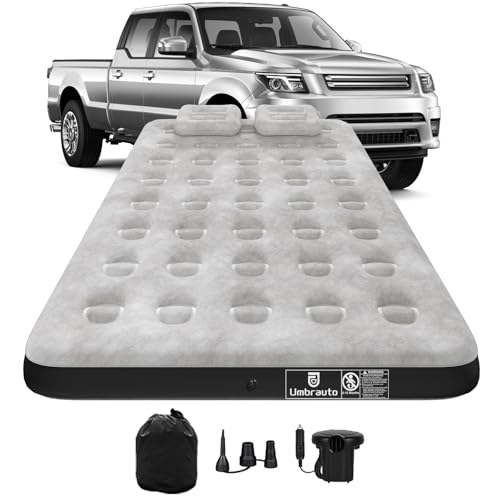 Umbrauto Air Mattress for 5.5-6.5 ft Short Bed Full-Size Trucks, Pickup Truck Airbed Mattress with Corded Air Pump for Outdoor Travel