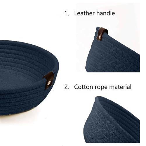 Image of Jute Basket For Storage Handcrafted Woven Basket For Home Decore, Multi Purpose Bag With Lids For Living Room Office And Kitchen Vegetable And Fruits (BLUE BOWL SET OF 3)